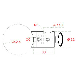 Držiak tyče ø 14 mm na trubku ø 42,4 mm, brúsená AISI 304 Držiak tyče ø 14 mm na trubku ø 42,4 mm, brúsená AISI 304